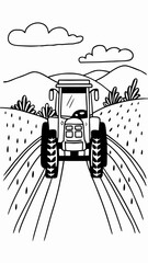 Nostalgic Vintage Tractor Ride on Rainy Countryside