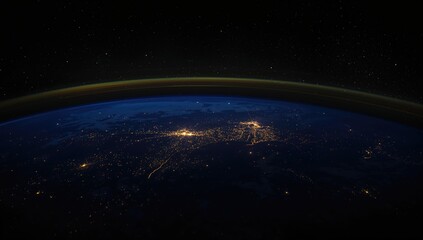 Earth at night seen from space, highlighting city light patterns for urban lighting analysis