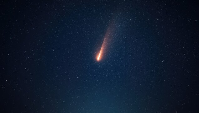 Night sky with glowing meteor trail, focusing on atmospheric phenomena, Earth Day