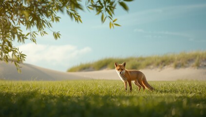 Red fox in lush green environment, focusing on animal in nature setting, World Wildlife Day