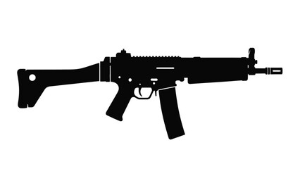 Silhouette of a modern assault rifle detailed black vector illustration