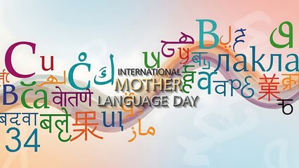 International mothers language day celebration with words in many languages on colorful background