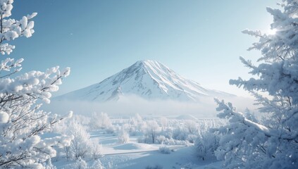 Snow-capped mountain peak during winter, illustrating cold weather conditions