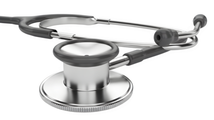 Medical stethoscope for heart and lung sound examination isolated on transparent background