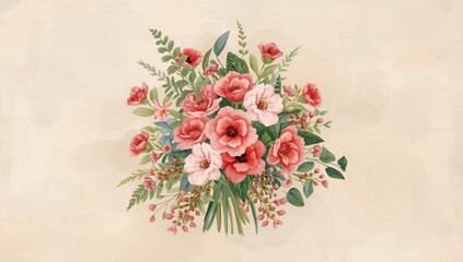 Watercolor floral artwork created manually for textile printing and digital projects, emphasizing large bloom elements