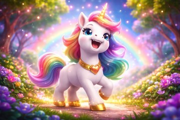 Radiant unicorn  animation frame with joyful vibe