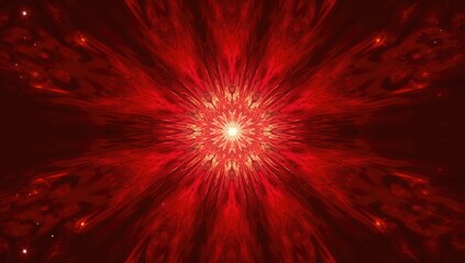 Red fractal explosion star with glossy lines on an abstract background, ideal for digital art projects
