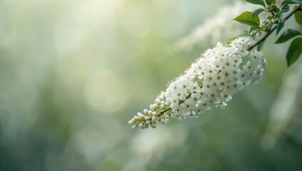 White flowers on Spiraea branches, highlighting seasonal blooming and plant maintenance