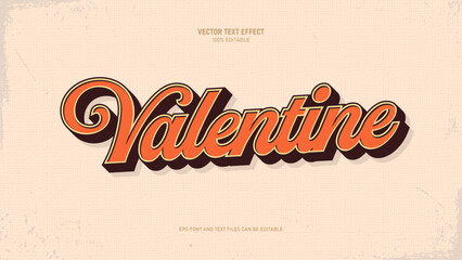 Valentine 3d retro vintage style text effect