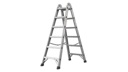 Aluminum aframe step ladder for household and construction work isolated on transparent background