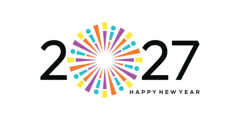2027 happy new year logo design template, fireworks, spark happy new year 2027 logo design graphic vector