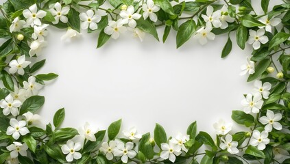 Fototapeta premium Mock orange blooms arranged on a plain white backdrop for layout use