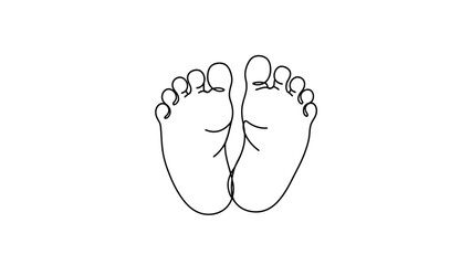 Simple line drawing of two baby feet facing each other
