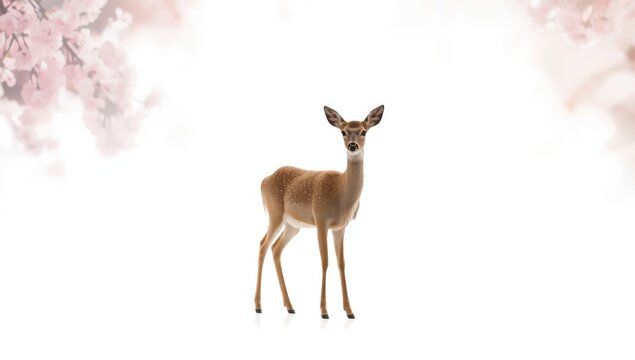 Single deer silhouette against plain white backdrop, suitable for wildlife studies