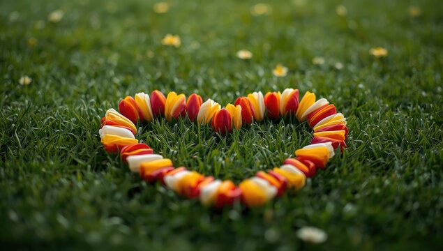 Tulip petals forming a heart shape, serving as a natural motif for love and floral design backgrounds