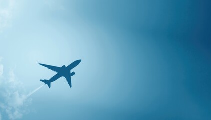 Fototapeta premium Aircraft shadow cast on runway surface, emphasizing aircraft movement and operational safety