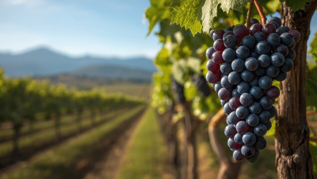 Malbec grapes cultivated in Argentinas vineyards, highlighting agricultural practices, Lujan de Cuyo, World Malaria Day