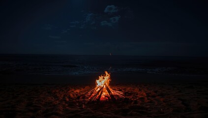 Fototapeta premium Campfire extinguishing process, highlighting fire safety measures in outdoor settings