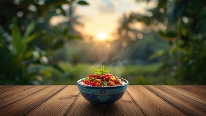 Plate featuring rice topped with a spicy Thai basil and ground pork stir-fry, focusing on flavor profile