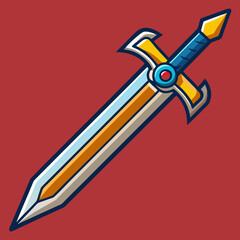 Minimalist White Outline of a Fantasy Sword with a Black Background