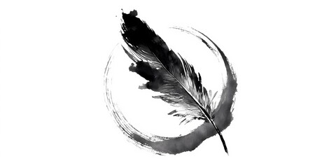 White background photograph featuring an isolated feather, perfect for minimalist nature or wellness design themes