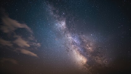 Fototapeta premium Night sky scene with clouds and stars, designed for editorial header or layout use
