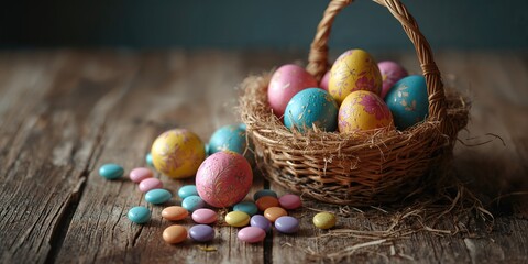 Colorfully decorated eggs displayed for Easter, festive craft activity