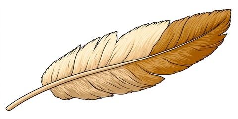 Soft, elegant feather on clean white surface, offering a serene and neutral subject for natural decor visuals