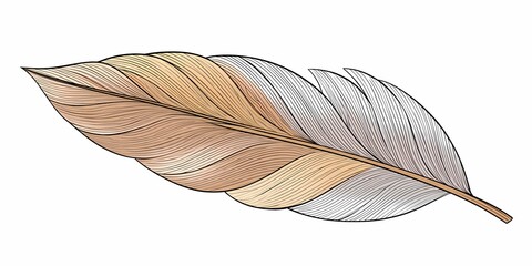 Soft, elegant feather on clean white surface, offering a serene and neutral subject for natural decor visuals