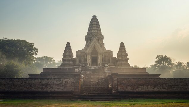 Ancient temple remains in archaeological site, emphasizing preservation efforts, Wat Ratchaburana Ayutthaya Thailand