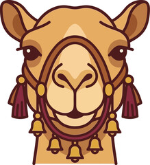 Decorative Camel Head Portrait Three Kings Journey Desert Animal Ornate Vector Icon