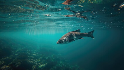 Cat fish in a natural water habitat, highlighting freshwater species and aquatic biodiversity