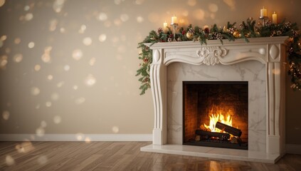 Living room fireplace adorned with decorative objects, interior design and ambiance