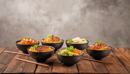 Varieties of flour for noodles producing a range of textures and forms, culinary techniques