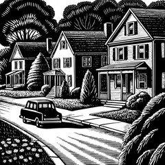 Sunny Suburban Drive in Family SUV