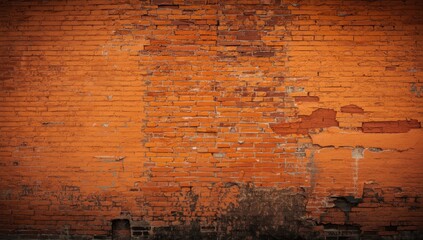 Weathered orange brick wall backdrop suitable for architectural or historical display, Earth Day