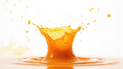 Carrot juice splash, emphasizing vibrant color and fluid dynamics for layout backgrounds