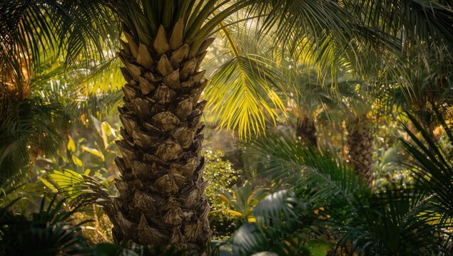 Phoenix roebelenii trunk, focusing on pruning and growth management