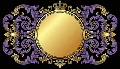 Royal Baroque Frame with Golden Crown Illustration
