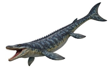 Naklejka premium Full length representation of a giant extinct marine reptile from Early Triassic through Late Cretaceous on white