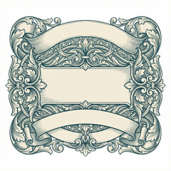 Retro Engraved Typography Frame with Blank Banner