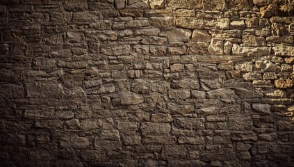 Zoomed in view of an old stone wall, highlighting erosion patterns for cultural heritage conservation