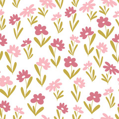 Floral cute vector seamless pattern