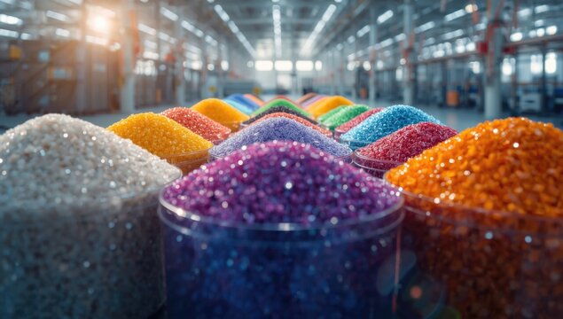 Plastic polymers in recycled form, highlighting reuse and recycling efforts for Earth Day