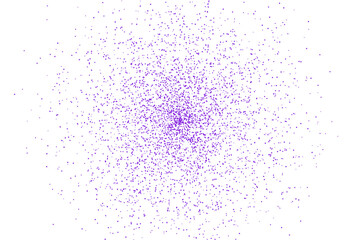 A vibrant digital explosion of purple pixels scattering outwards from a central point isolated on transparent background