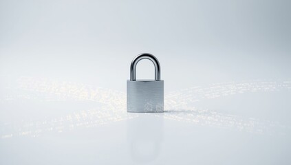 Digital padlock securing information on a white background, illustrating cybersecurity measures
