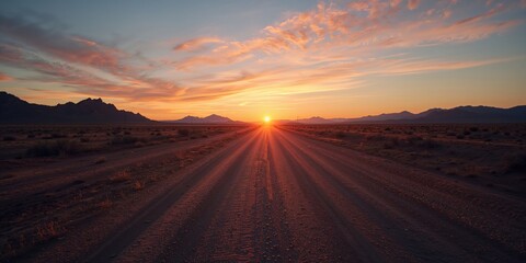 Autumnal dirt path leading into a sunset, highlighting seasonal transition observance