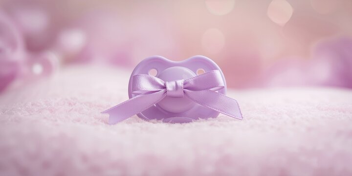 Lilac ribbon and bow pacifier for infants, highlighting early childhood care and safety, World Breastfeeding Week