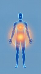 Human Body Core Energy and Internal Health Balance Concept