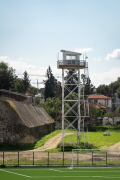 Lookout watch tower of UN in buffer zone in Nicosia, Cyprus